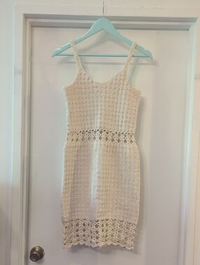 Crochet Beach Dress Tan M